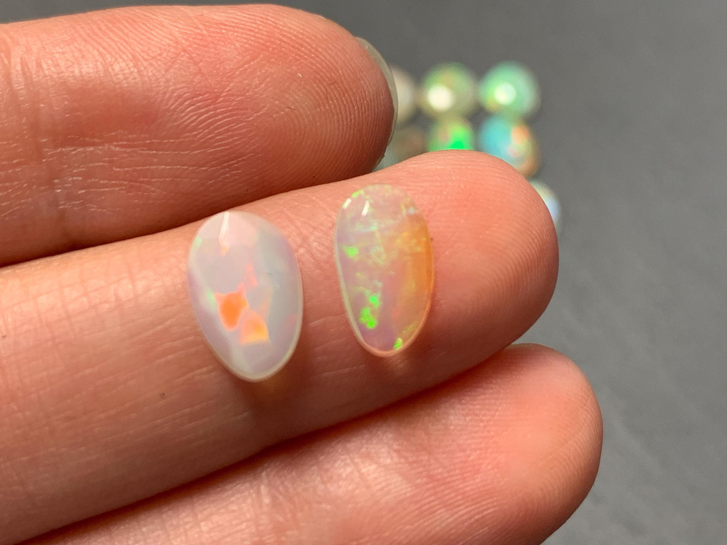 Faceted Ethiopian Opal 9-10mm long cabochon