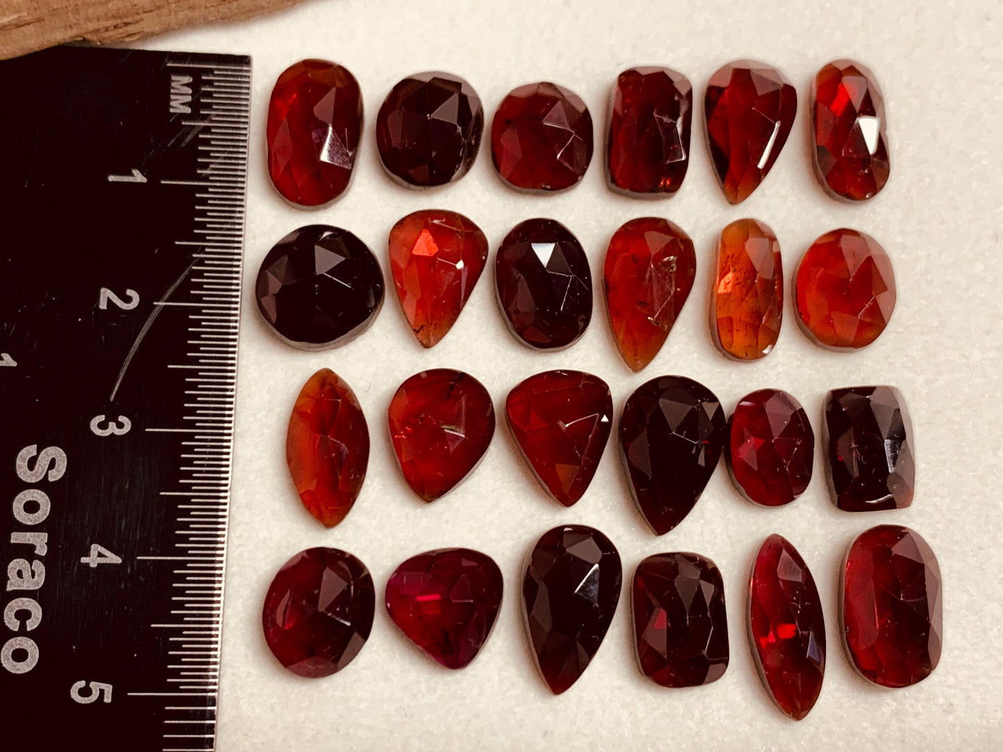 Faceted Rhodolite Garnet 10-14mm cabochon
