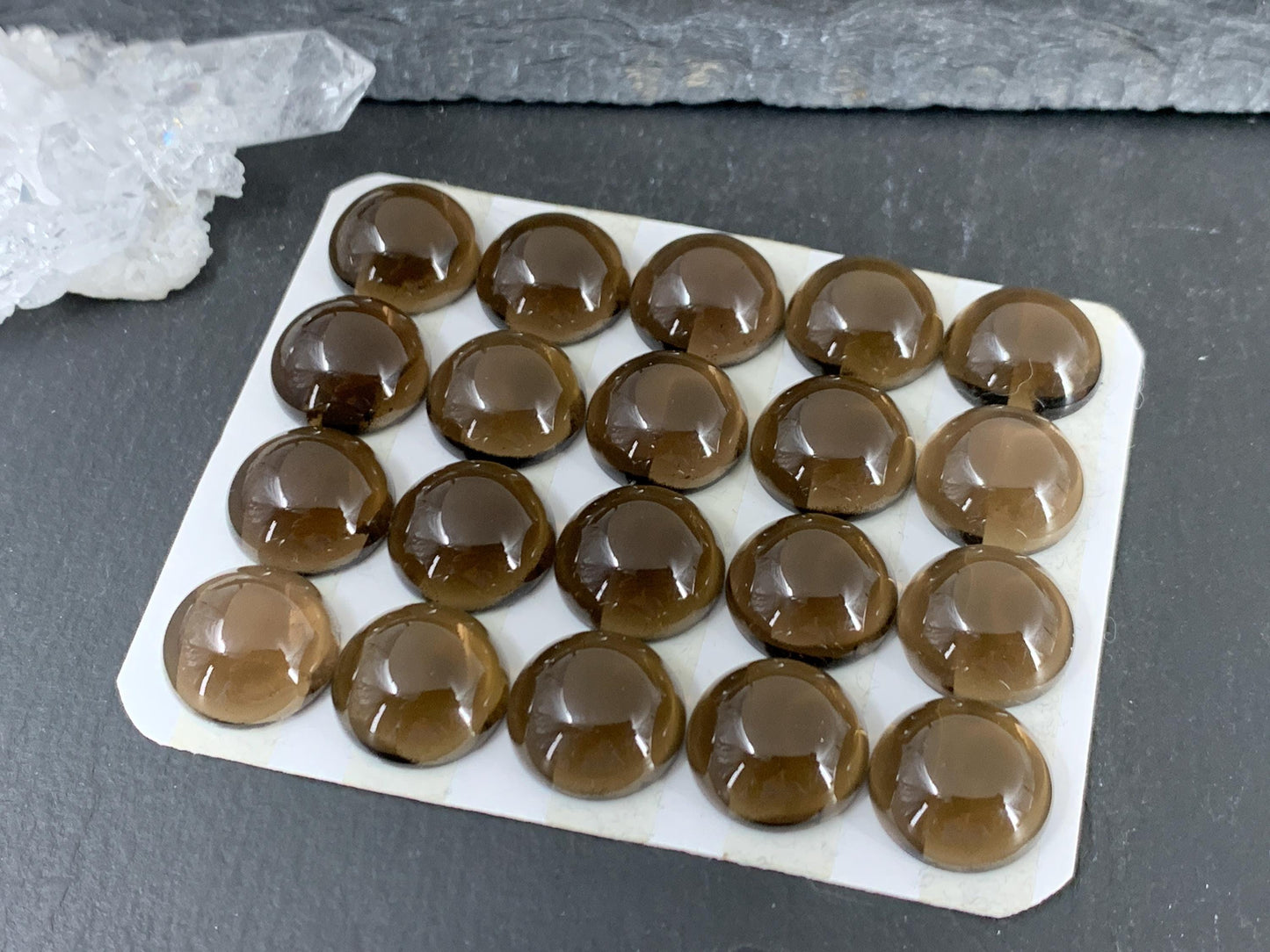 Smokey Quartz round 14mm cabochon - Calibrated cabochons