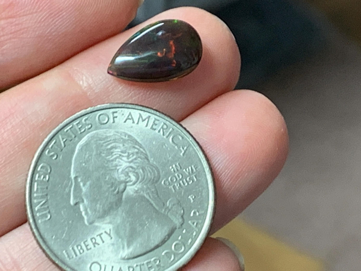 Natural Ethiopian Black Opal 8x13x4mm cabochon