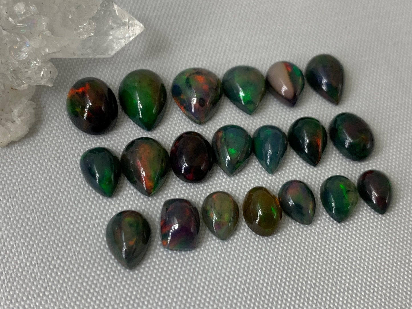 Black Ethiopian Opal 8-10mm long cabochon