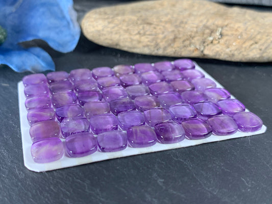 Flat Amethyst square cushion 8mm, 10mm cabochon - Calibrated cabochons