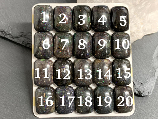 Black Andamooka Opal rectangle 13x18mm cabochon - Matrix Australian Opal