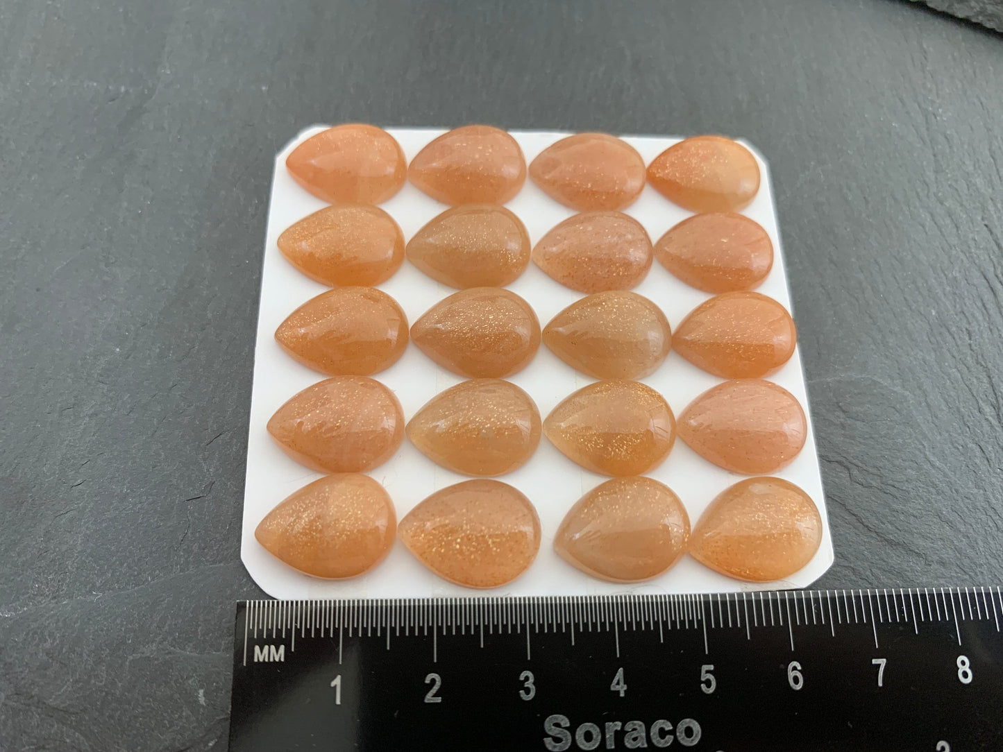 Natural Sunstone Pear Cabochon: GoldSand Gemstone (12x16mm)