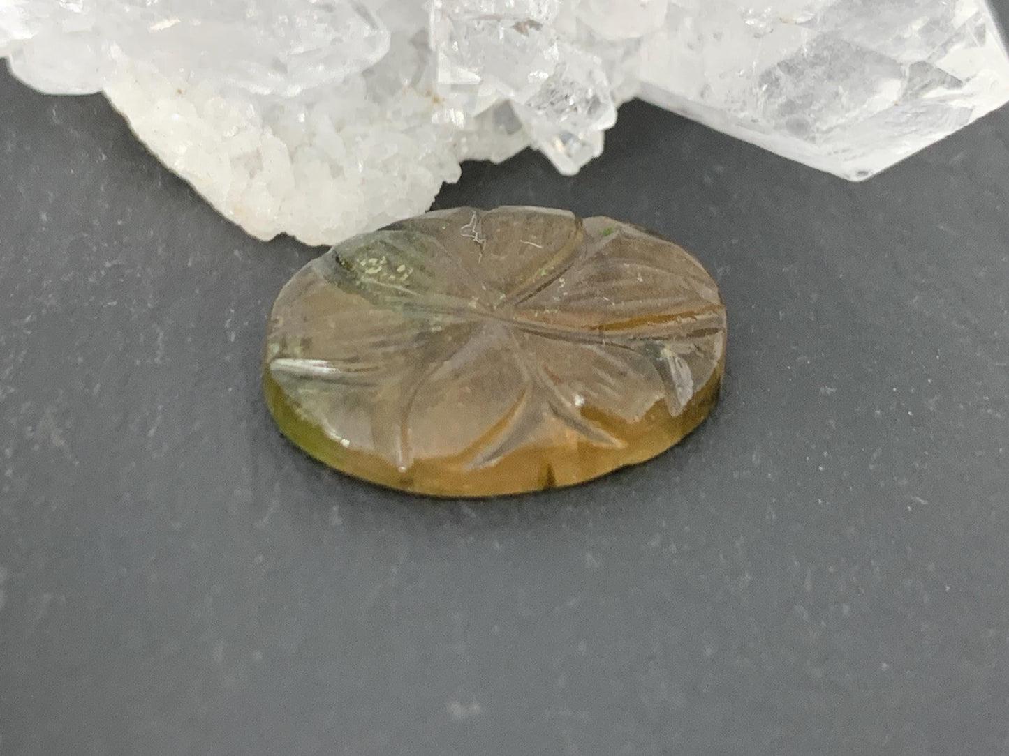 Carved Tourmaline 13x17x2.5mm cabochon