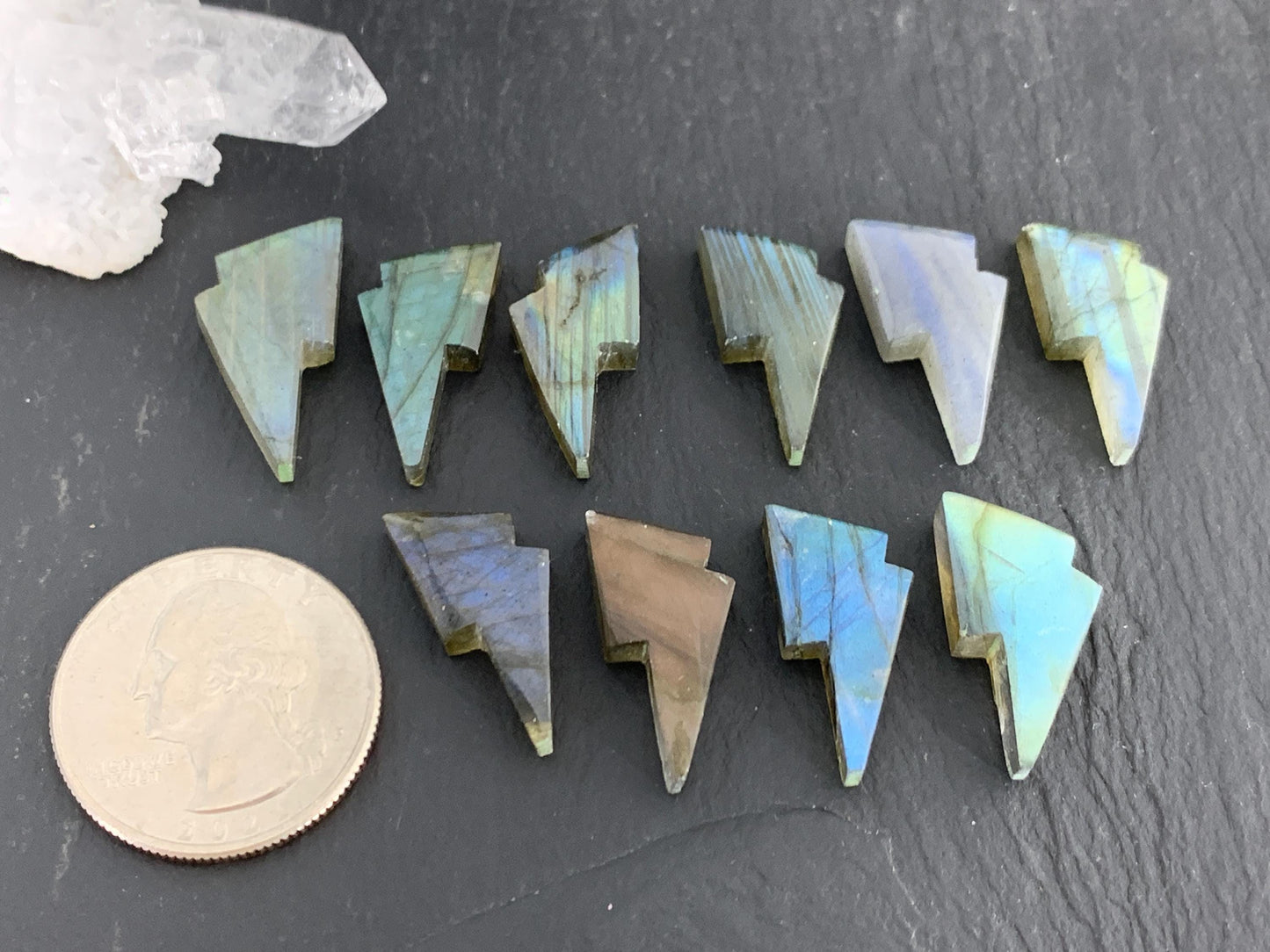 Labradorite lightning bolt 12x19mm cabochon
