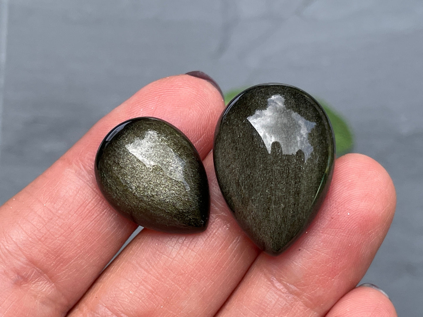 Gold Obsidian pear 18x25mm & 15x20mm cabochon - Calibrated cabochons