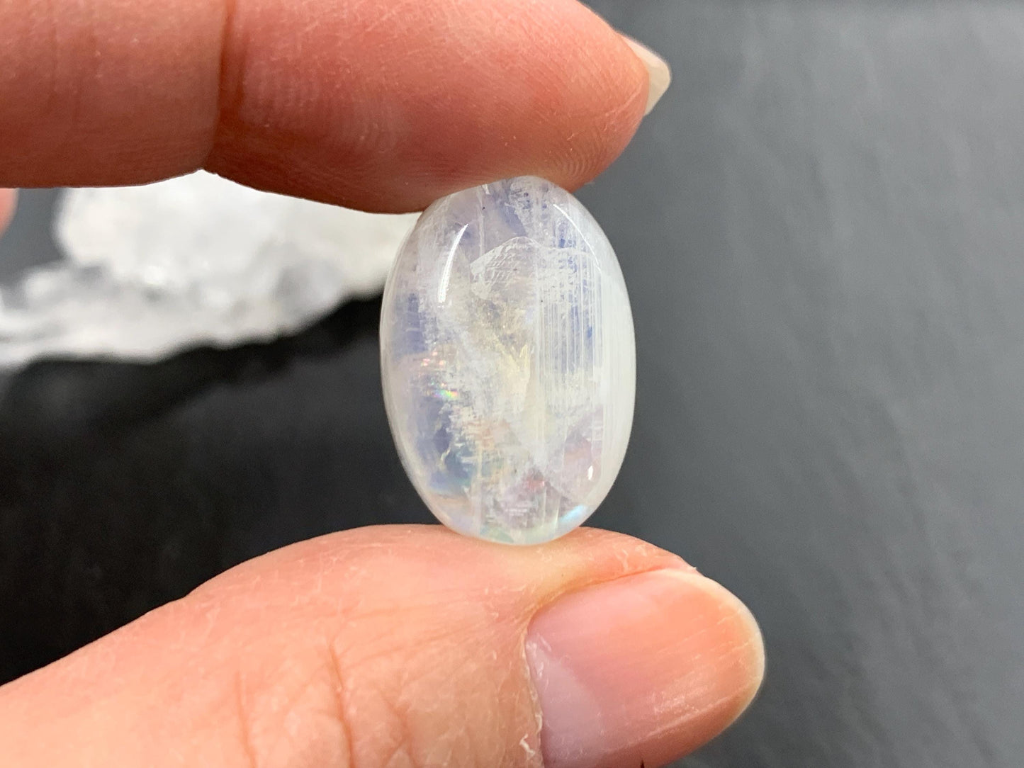 Rainbow Moonstone oval 19x13x7mm cabochon
