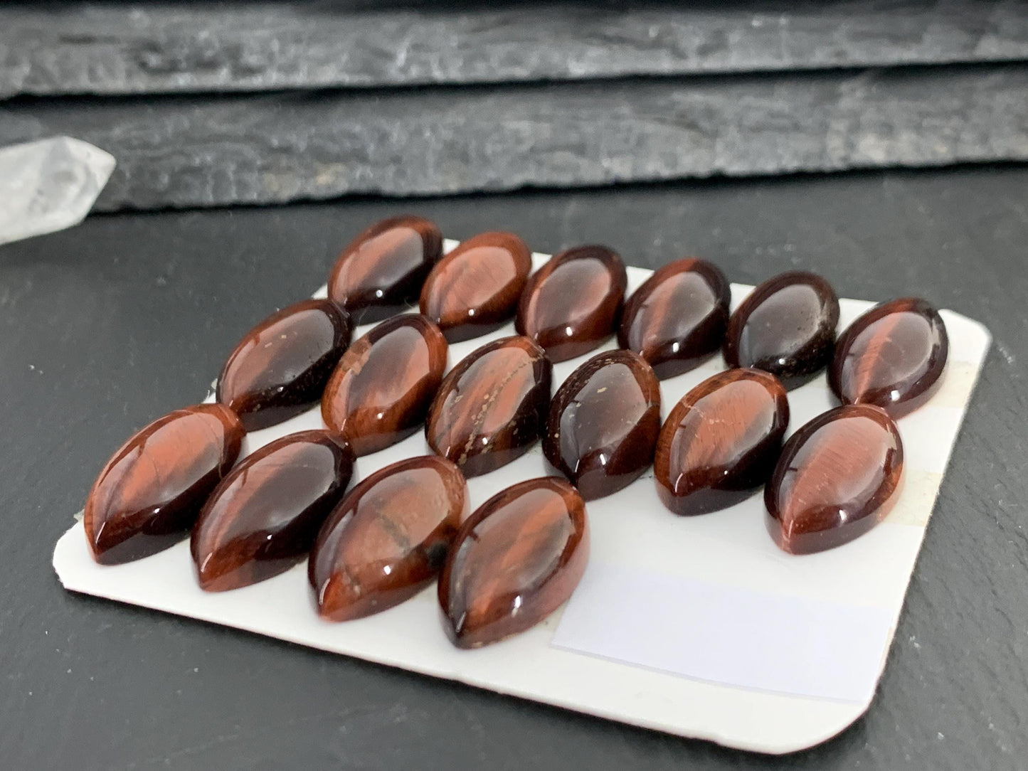 Red Tiger Eye marquise 10x20mm cabochon