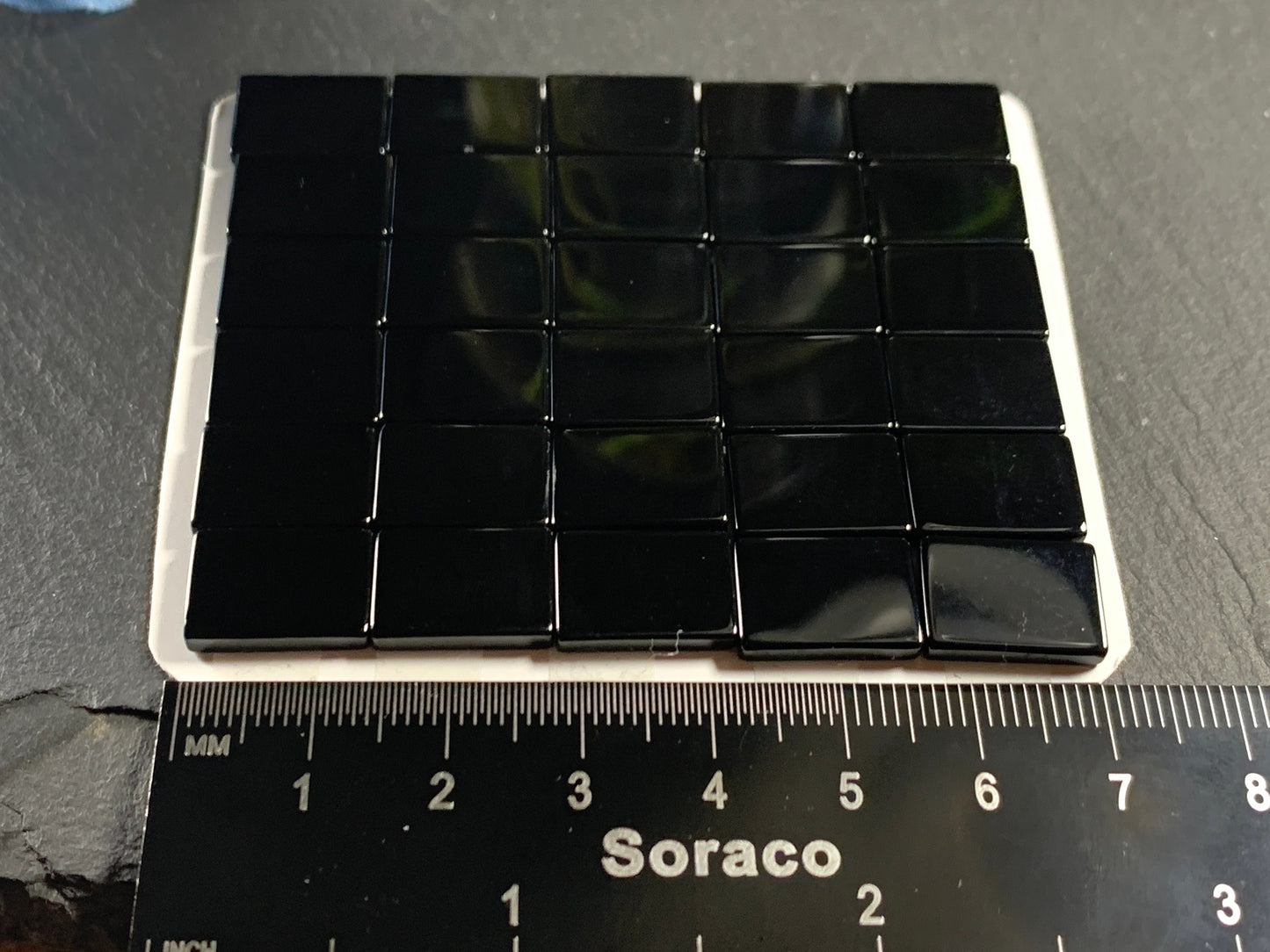 Flat Black Agate rectangle 10x14mm cabochon - Calibrated cabochons