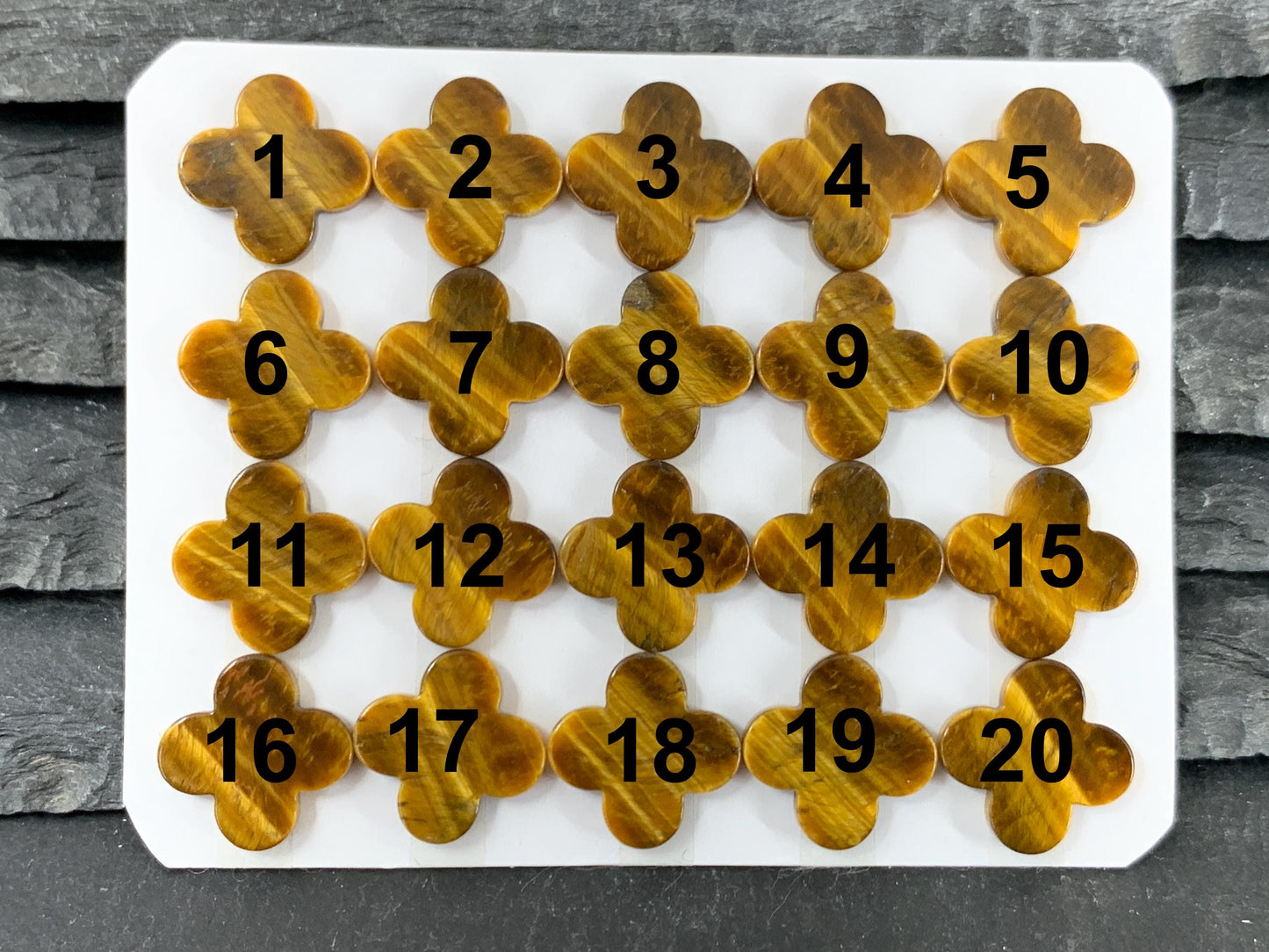 Flat Tiger Eye clover 13mm cabochon - Calibrated cabochons