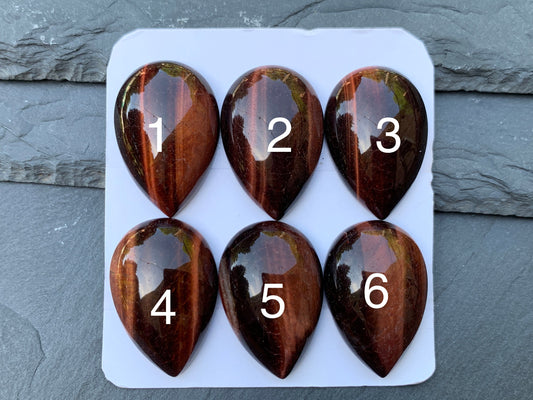 Red Tiger Eye pear 20x30mm cabochon - Calibrated cabochons