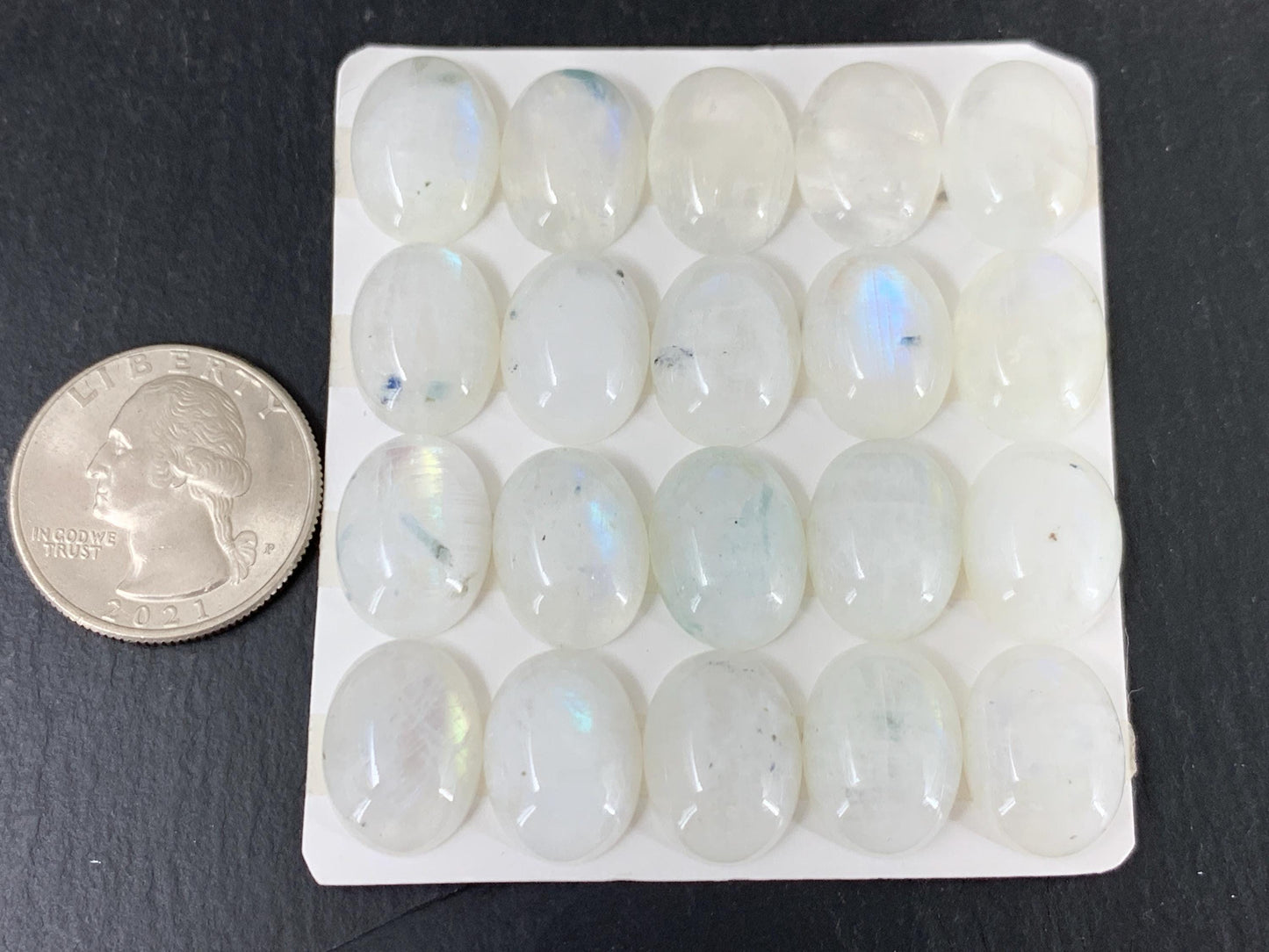 Rainbow Moonstone oval 12x16mm cabochon - Calibrated cabochons