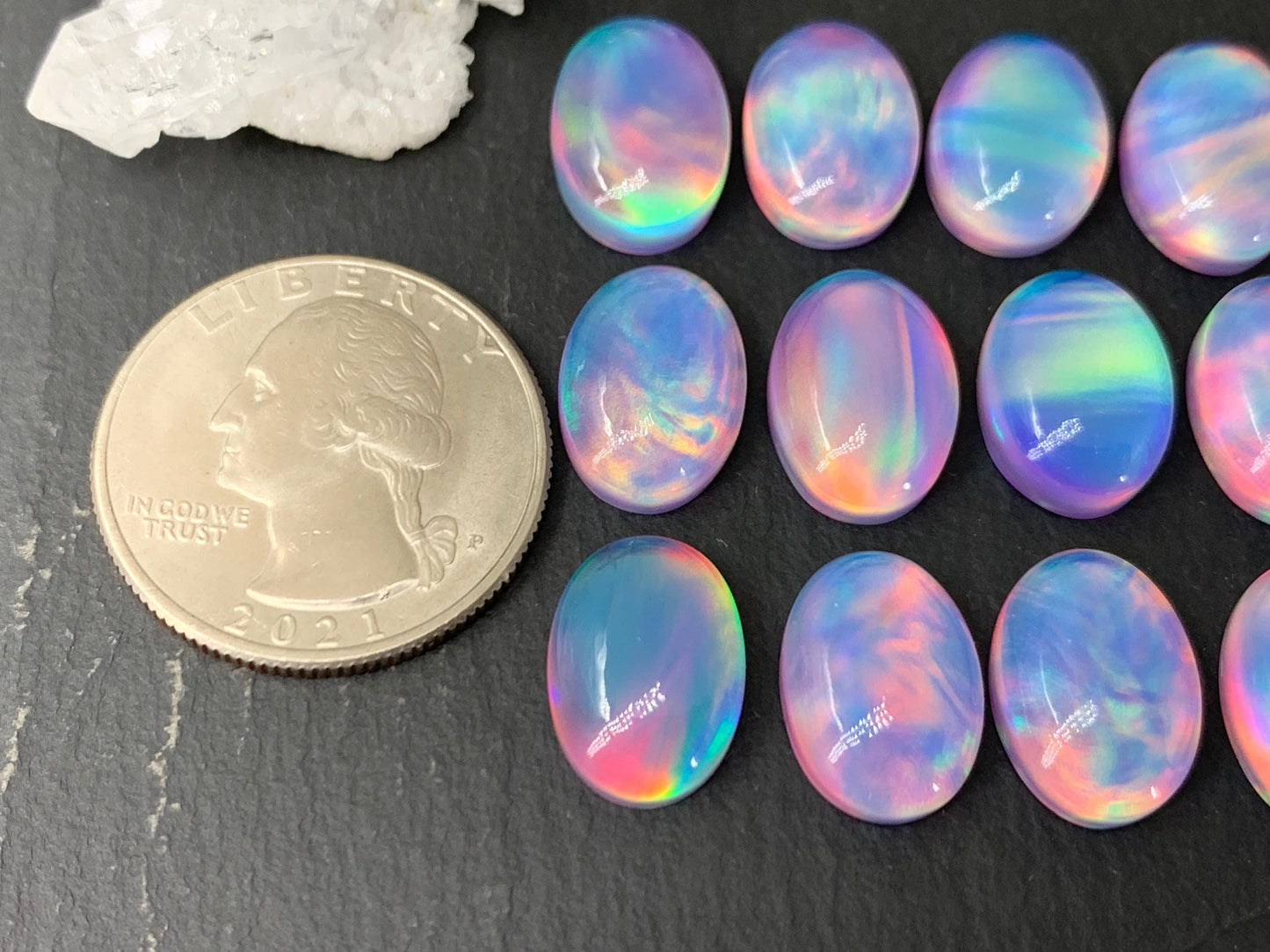 Aurora Opal oval 10x14mm cabochons - AO108-1 - Doublet cabochon