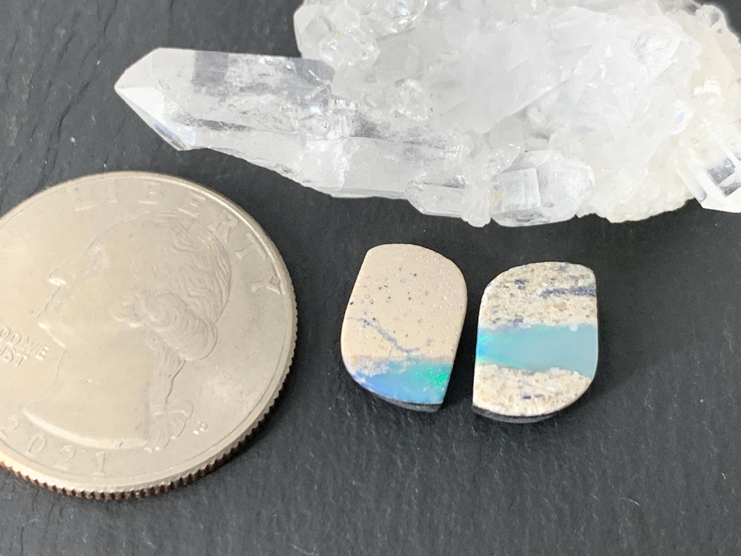 Australian Opal doublet 8x12x3.5mm pair of cabochons