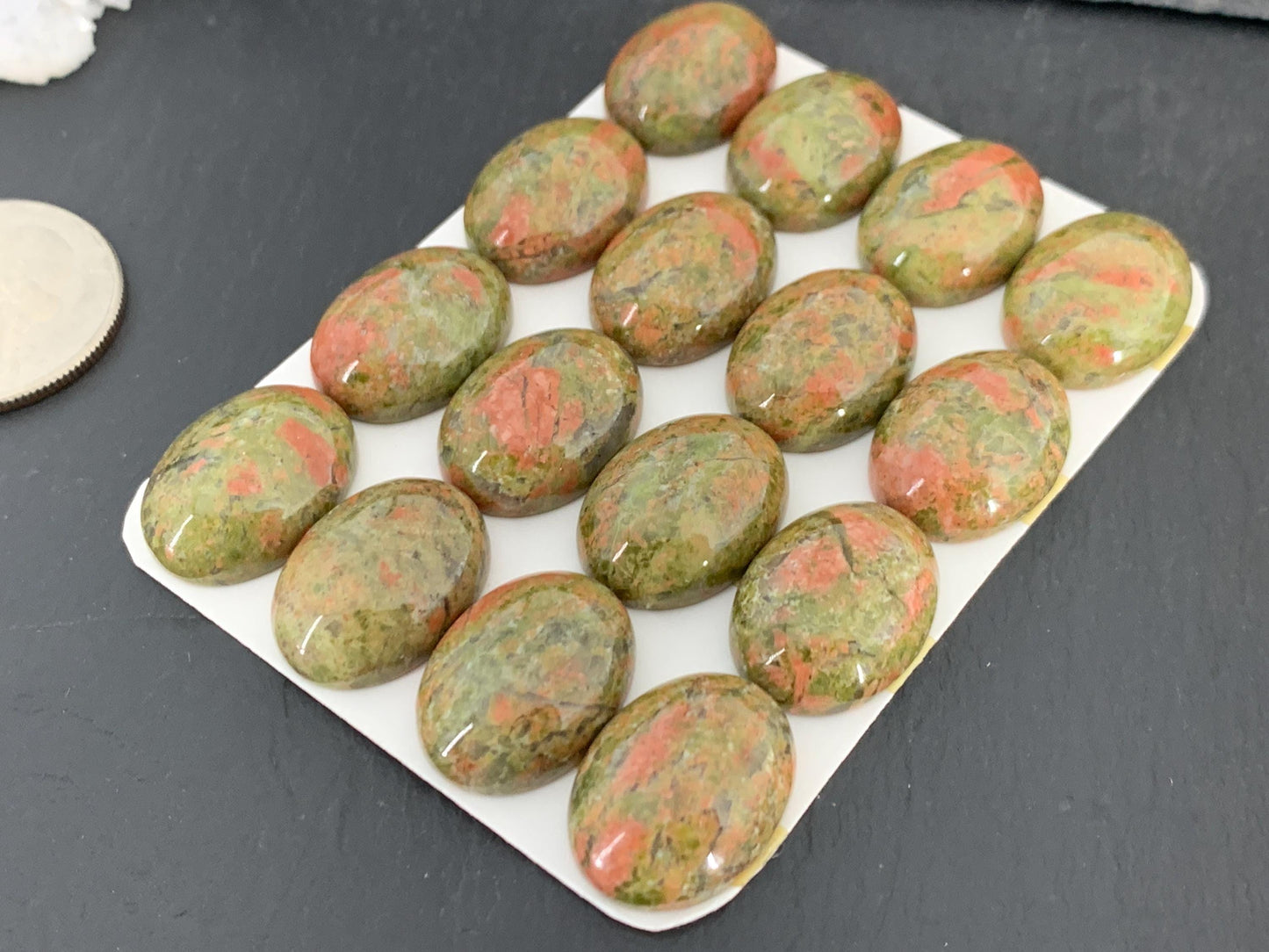 Unakite oval 15x20mm cabochon - Calibrated cabochons