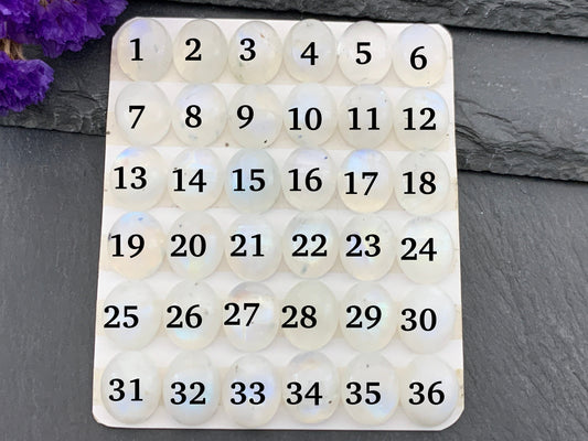 Rainbow Moonstone oval 10x12mm cabochon - calibrated cabochons