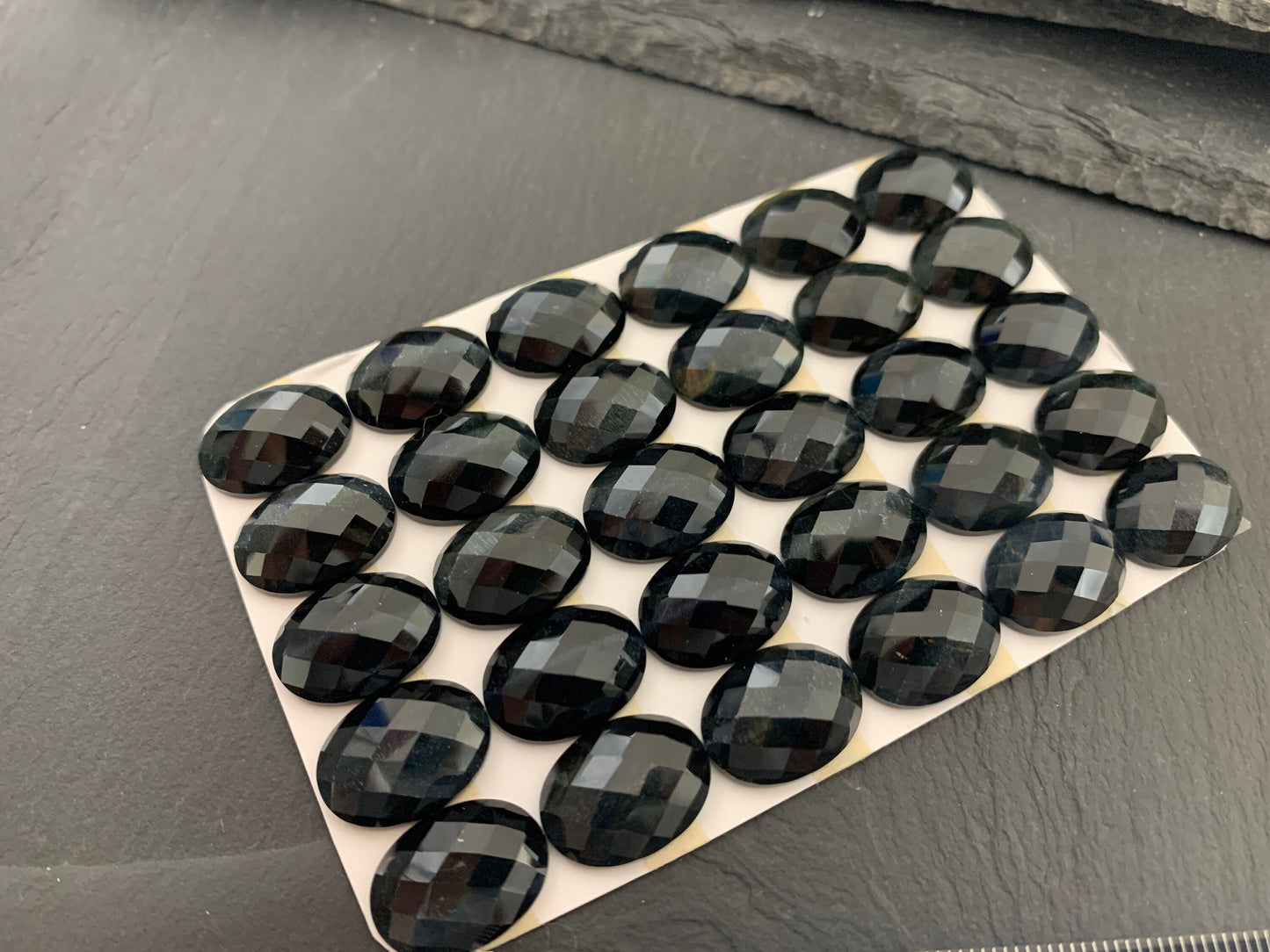 Faceted Blue Tiger Eye oval 12x16mm cabochon - Calibrated cabochons