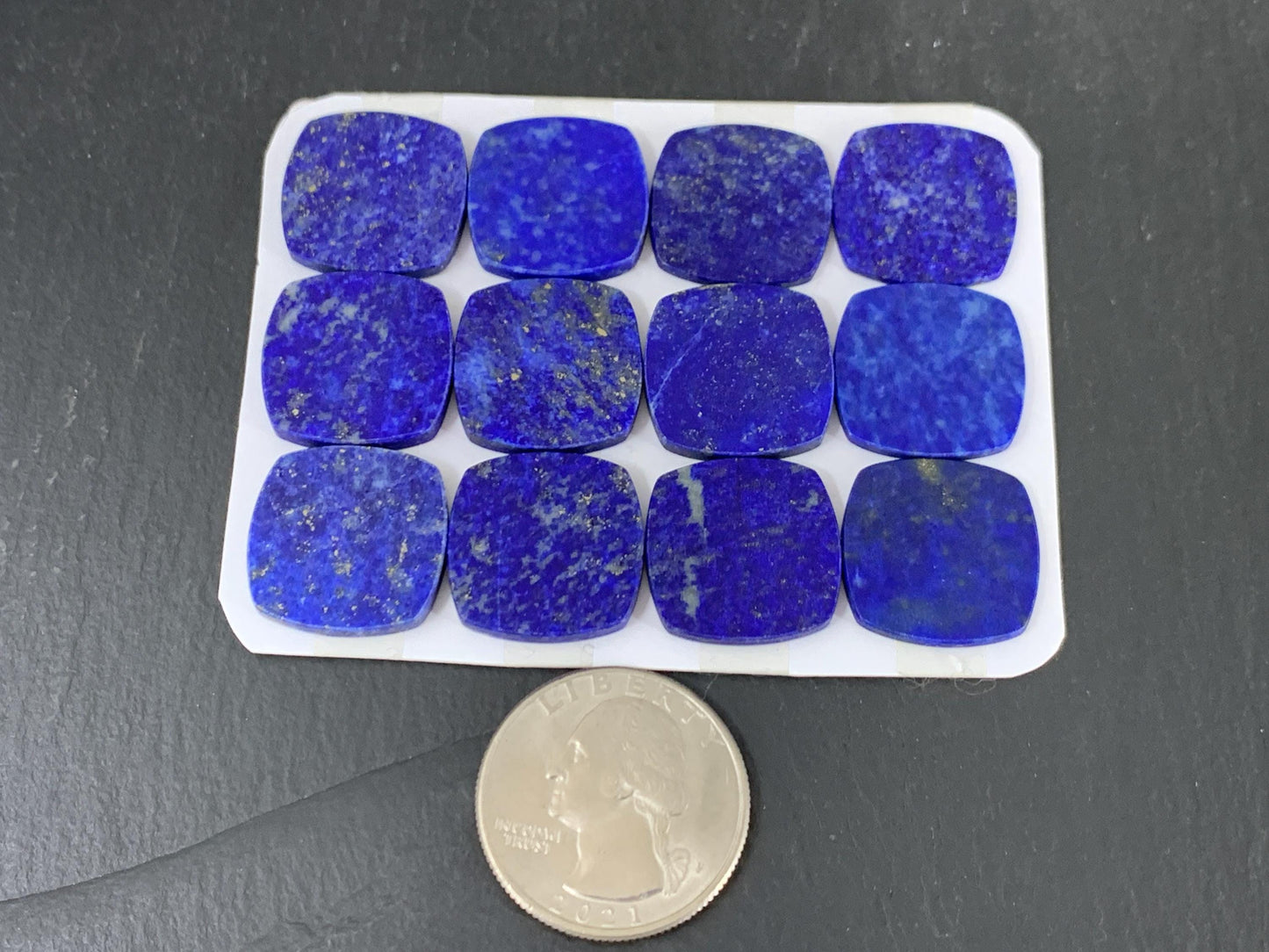 Flat Lapis Lazuli Cabochon - Natural Square Cushion 18x18mm Flat Calibrated Gem