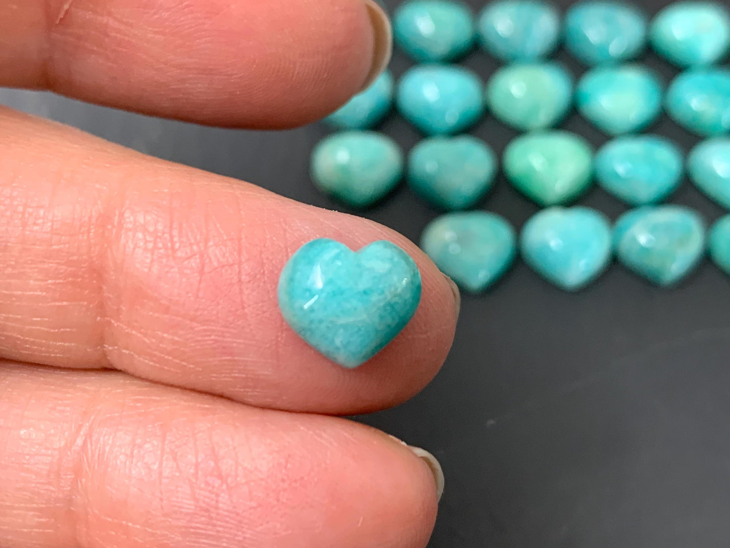 Small Amazonite heart 8x9mm cabochon