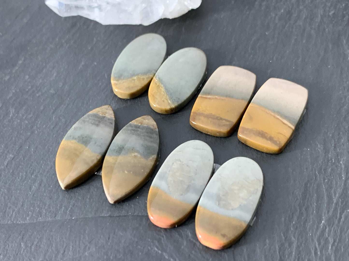 Polychrome Jasper cabochon pair