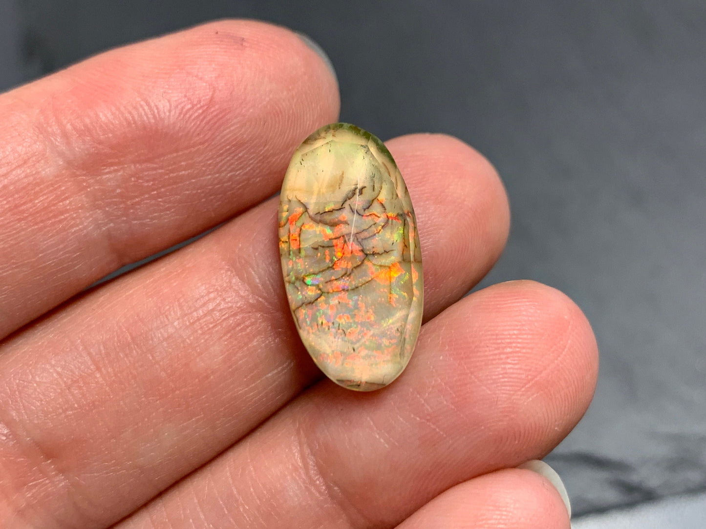 Faceted Monarch Opal oval 7x15mm cabochons - Doublet cabochons