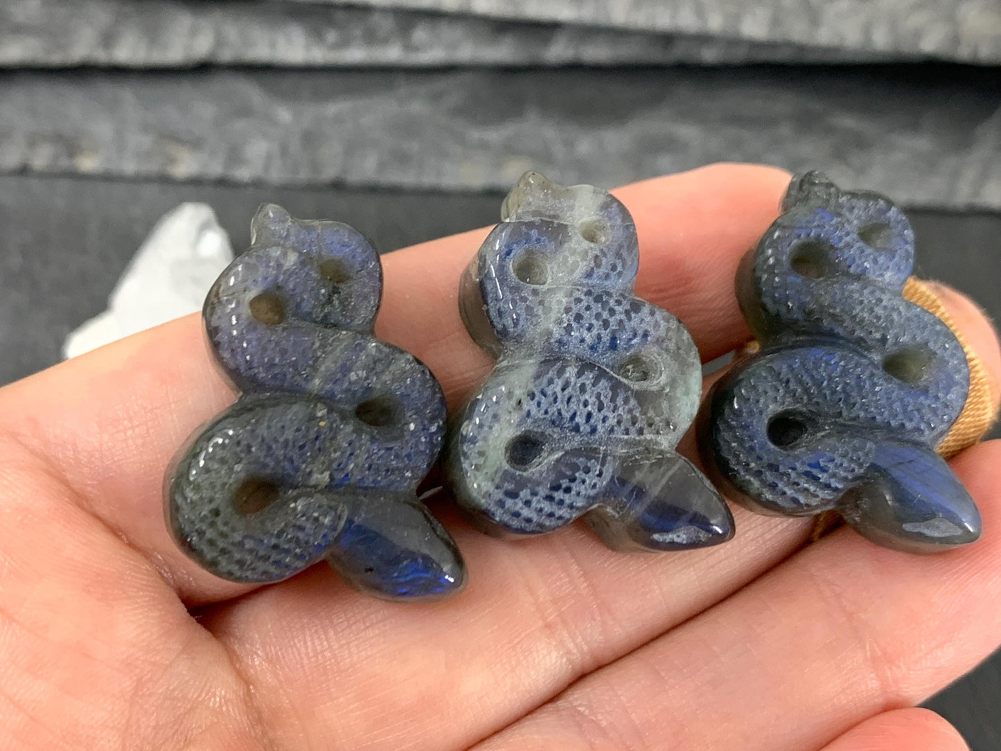Labradorite Snake Carving - Flat Back Snake carving
