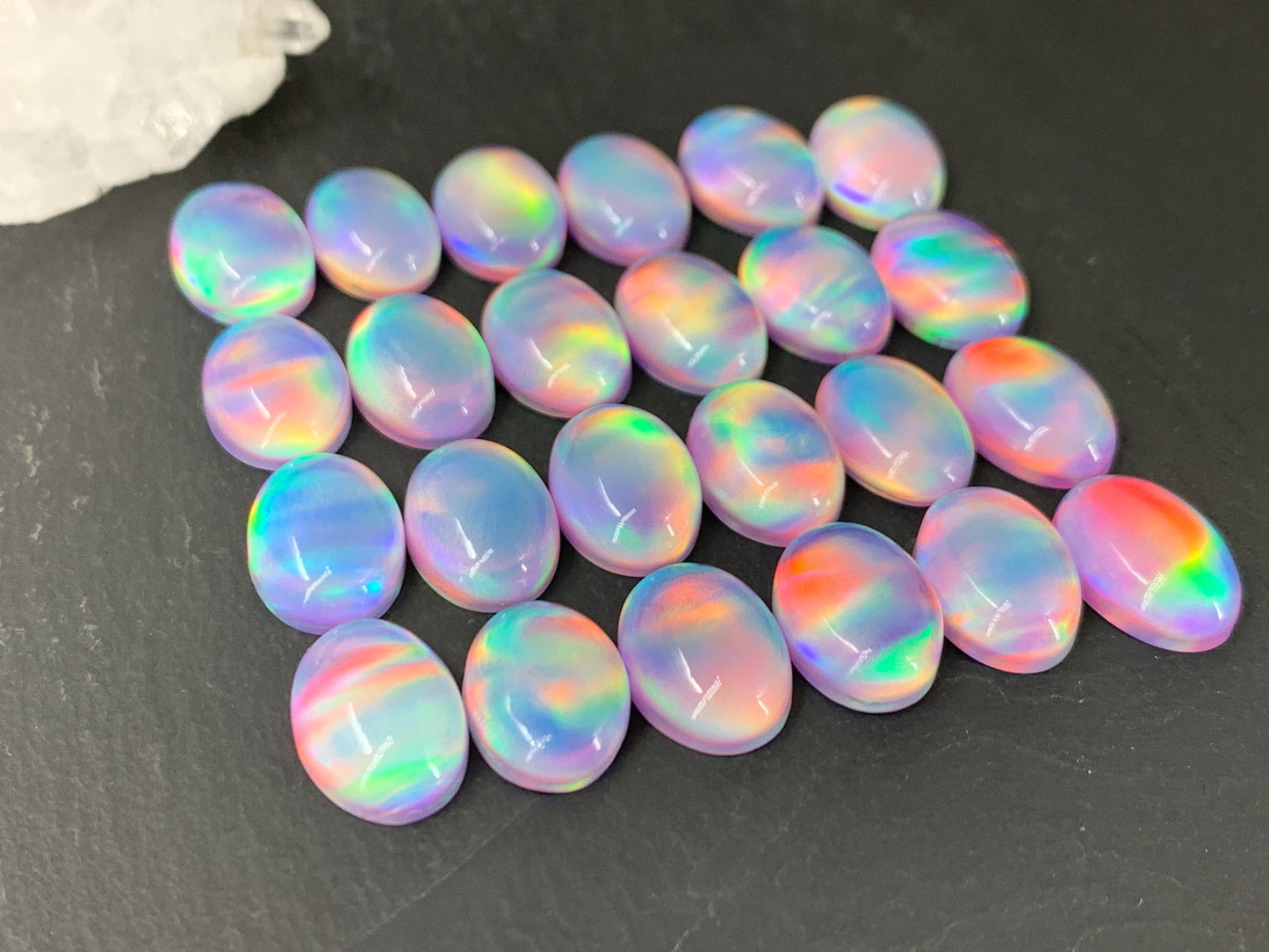 Aurora Opal oval 10x14mm cabochons - Doublet cabochons