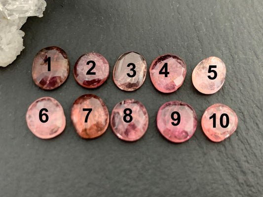 Faceted Tourmaline oval 6-8mm long cabochon