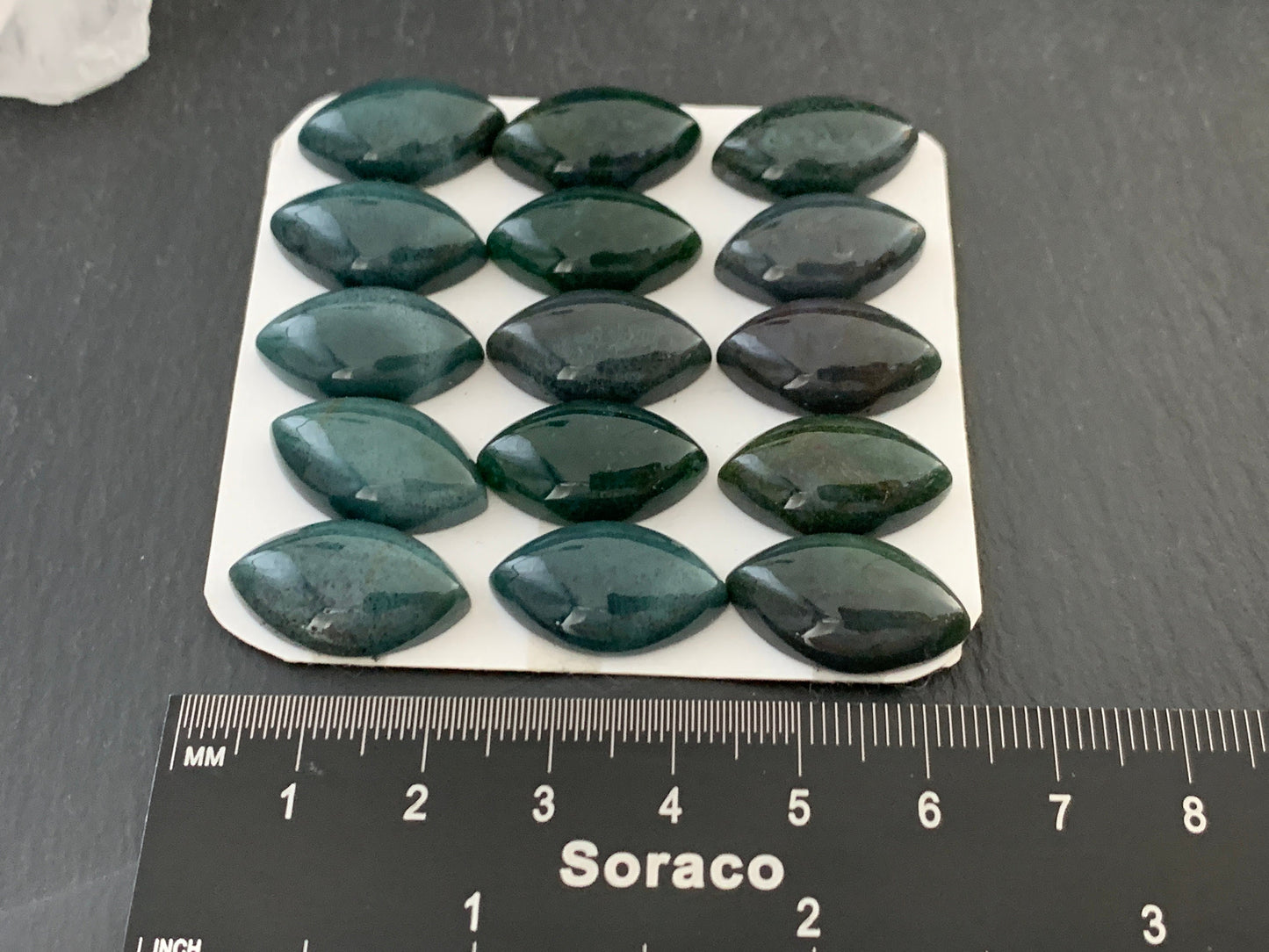 Moss Agate marquise 12x20mm cabochon - Calibrated cabochons