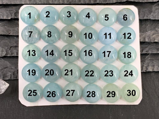 Aquamarine round 12mm cabochon - Calibrated cabochons