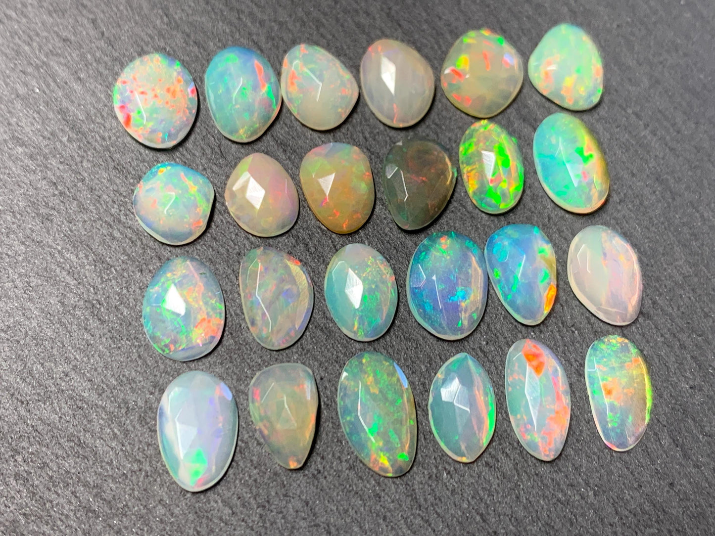 Faceted Ethiopian Opal 9-10mm long cabochon