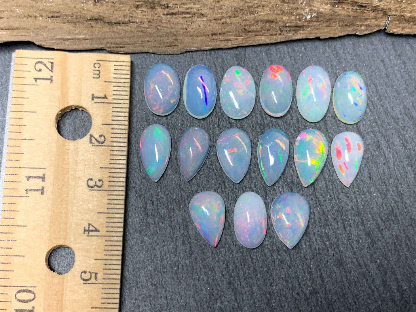 Ethiopian Opal 12-14mm long cabochon - pear, oval