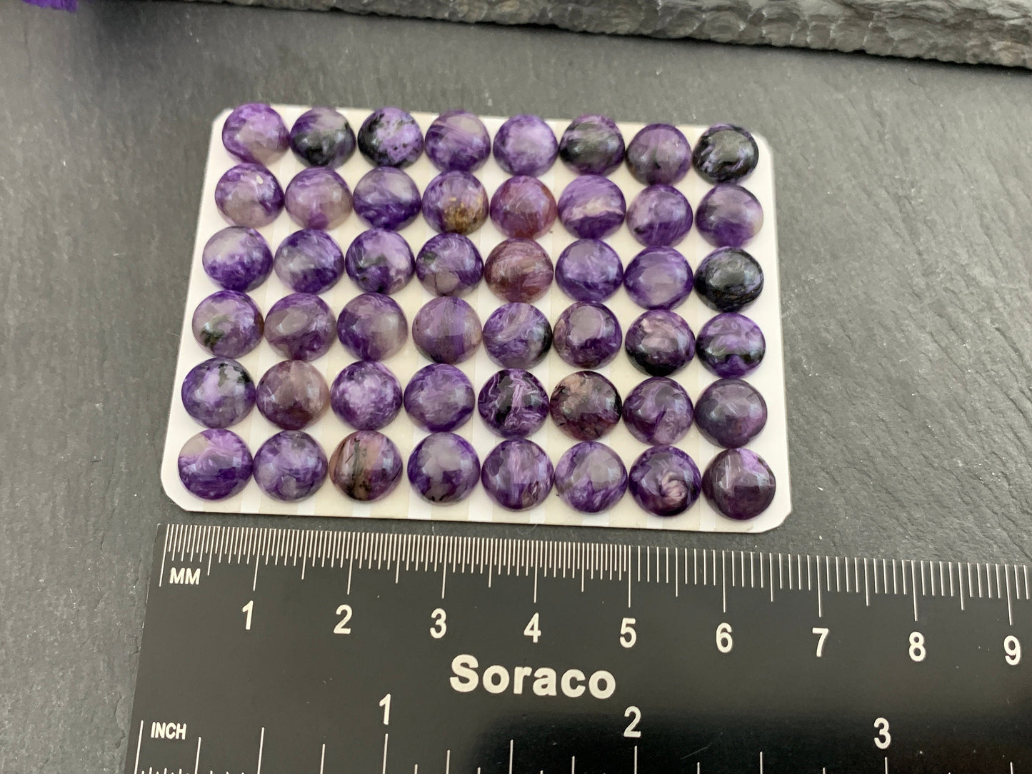 Charoite round 8mm cabochon - Calibrated cabochons