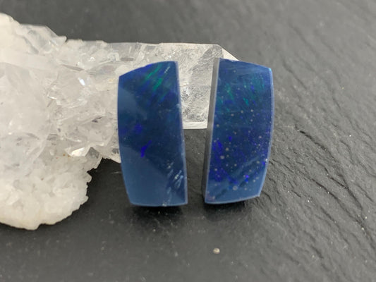 Australian Opal doublet 6x14x4mm pair of cabochons