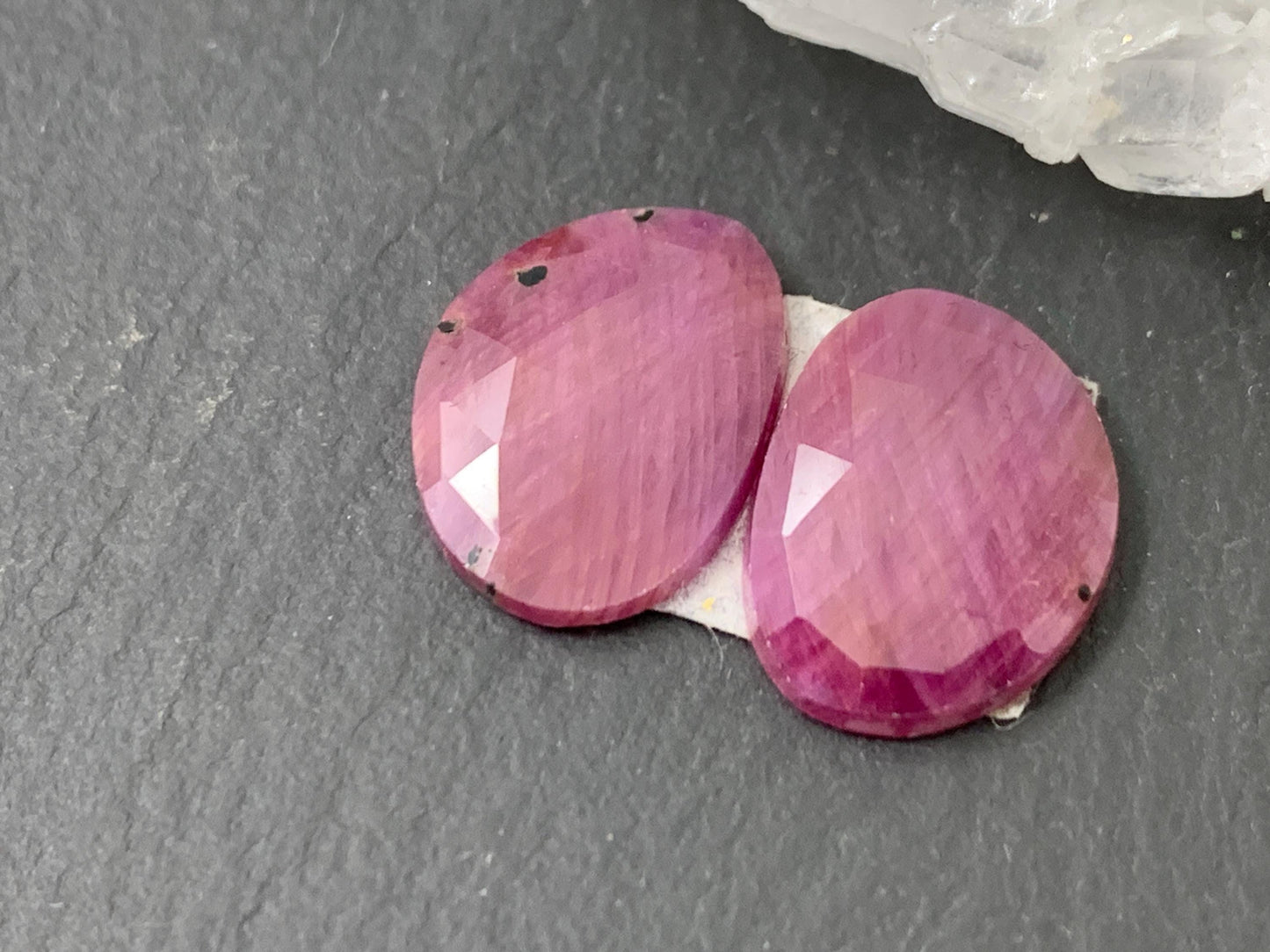 Faceted Ruby pair 11x15x3mm cabochon