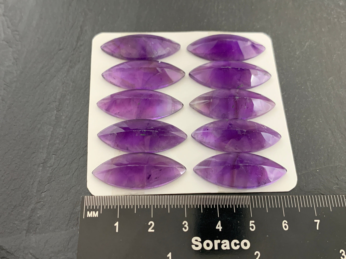 Faceted Amethyst marquise 12x30mm cabochon - Calibrated Cabochons