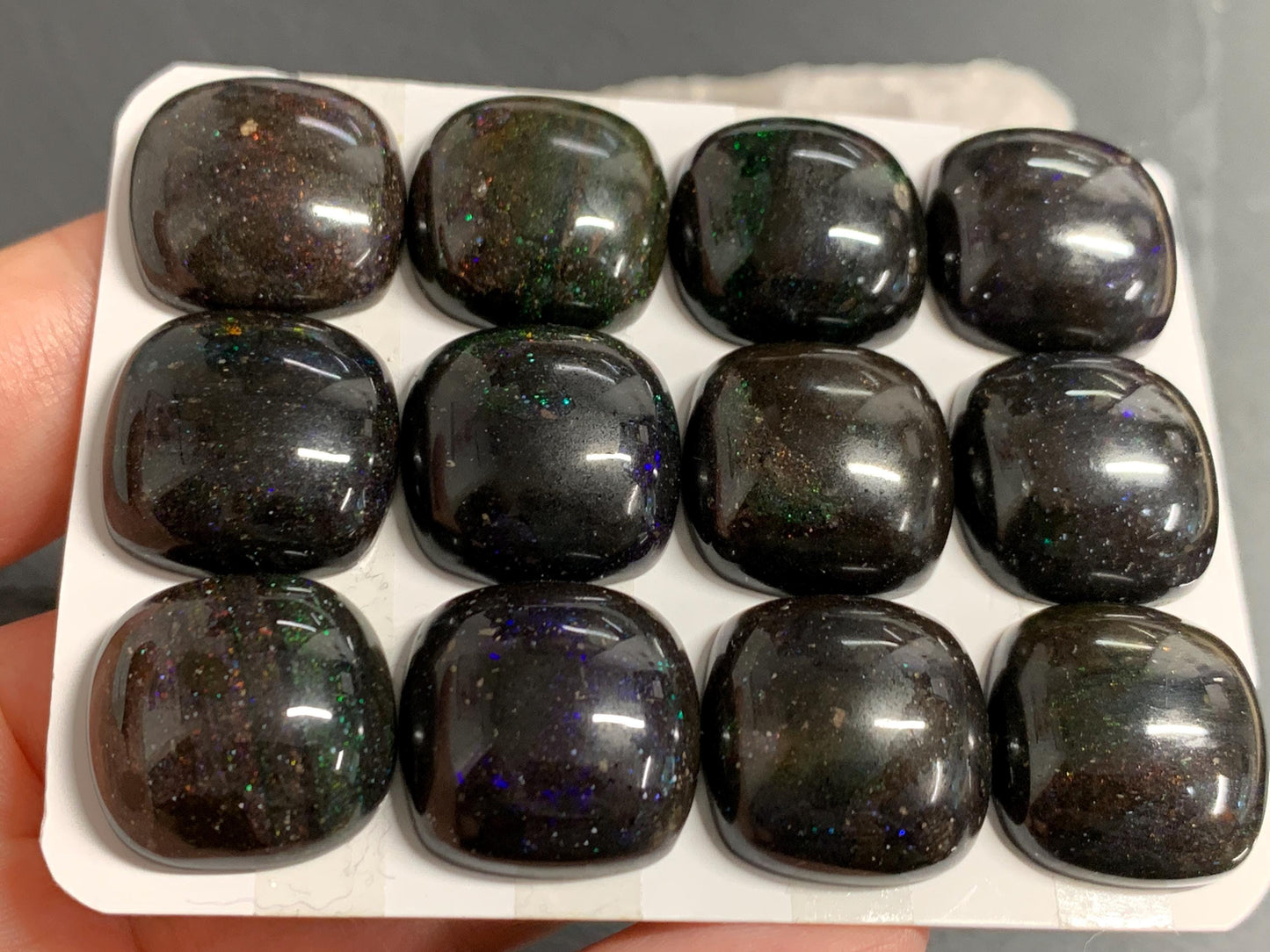 Black Andamooka Opal square 20mm cabochon - Matrix Australian Opal
