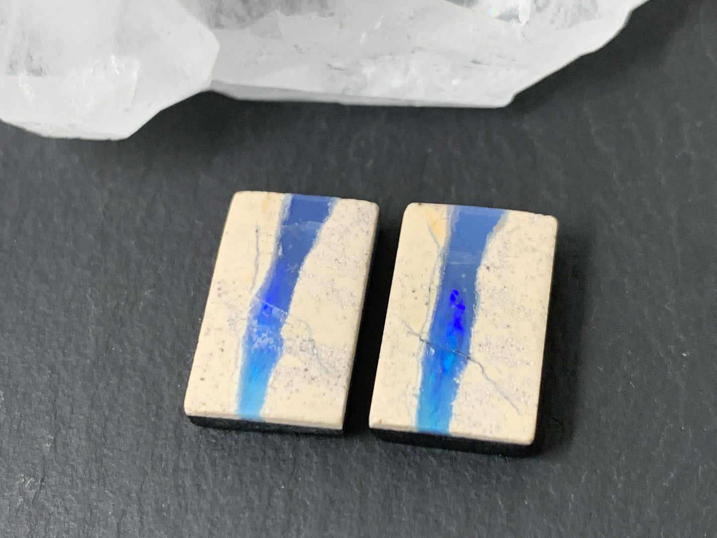 Australian Opal doublet 10x15.5x3mm pair of cabochons