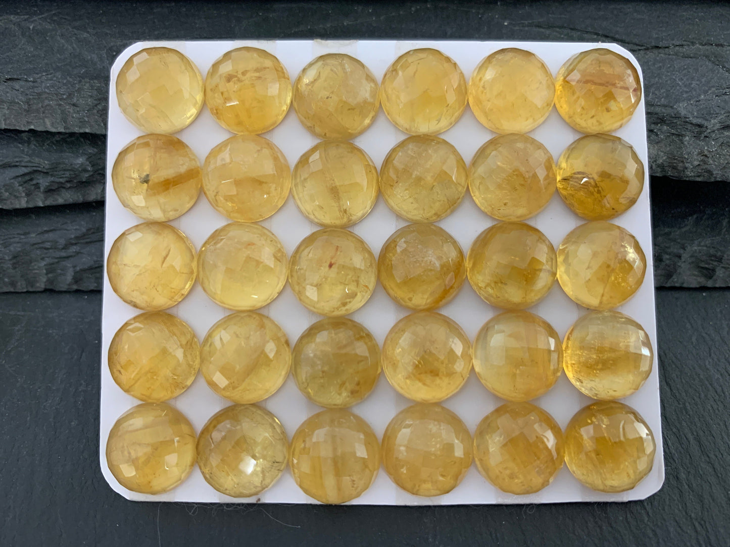 Faceted Citrine round 12mm cabochon - Calibrated cabochons