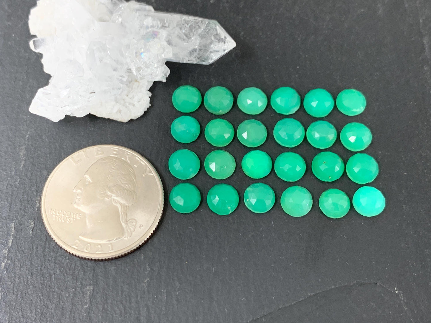Faceted Chrysoprase round 6mm cabochon