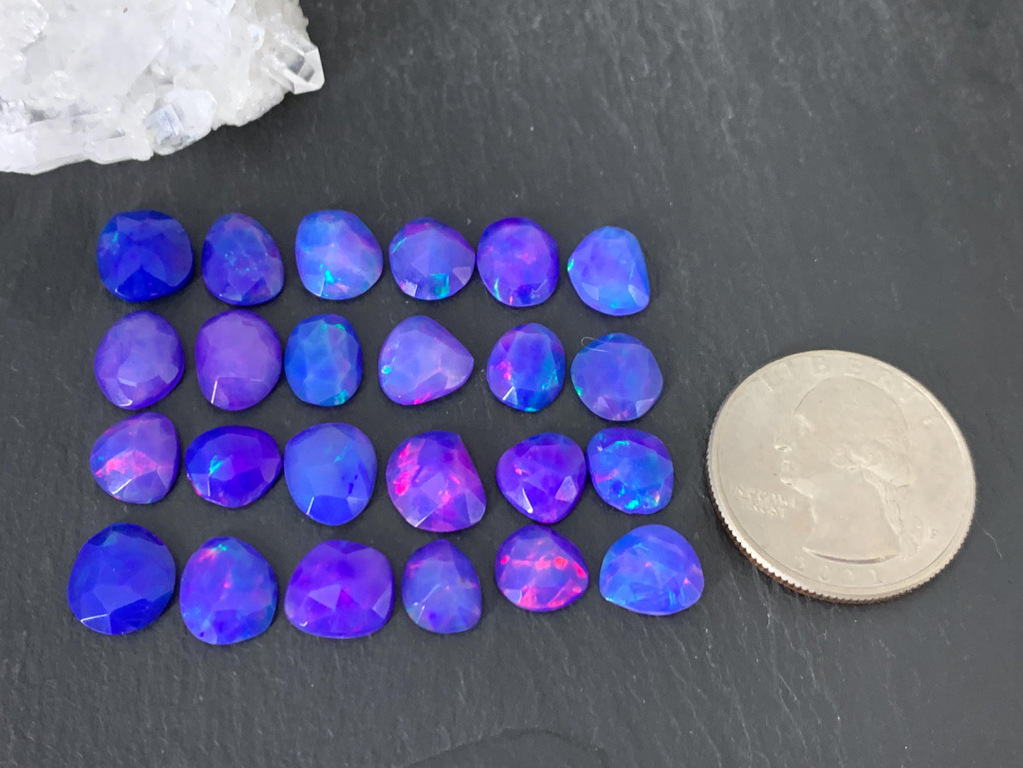Faceted Purple Ethiopian Opal 8-10mm cabochon