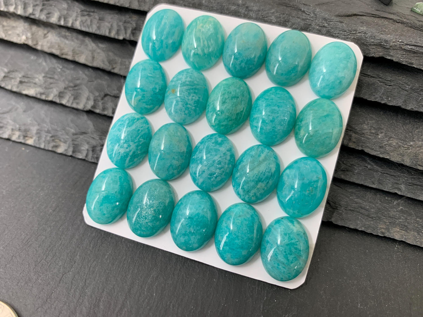 Amazonite oval 12x16mm cabochon - Calibrated cabochons