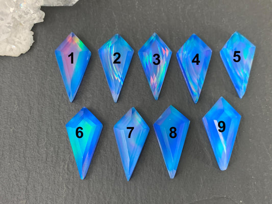Faceted Aurora Opal kite 10x20mm cabochon - Doublet cabochons