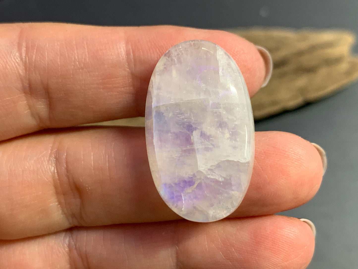 Rainbow Moonstone oval 22x13x7mm cabochon