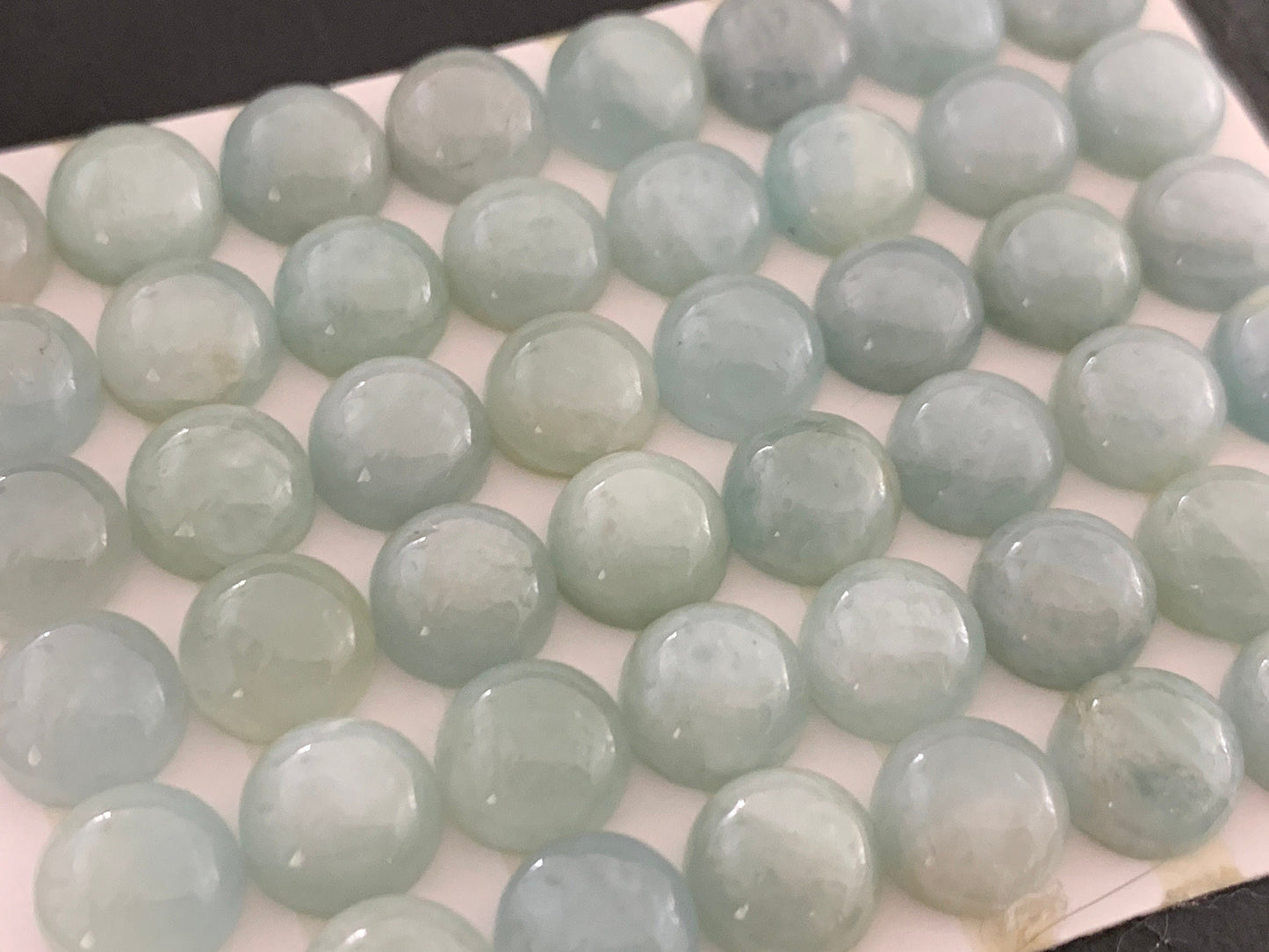 Aquamarine round 8mm cabochon - Calibrated cabochons