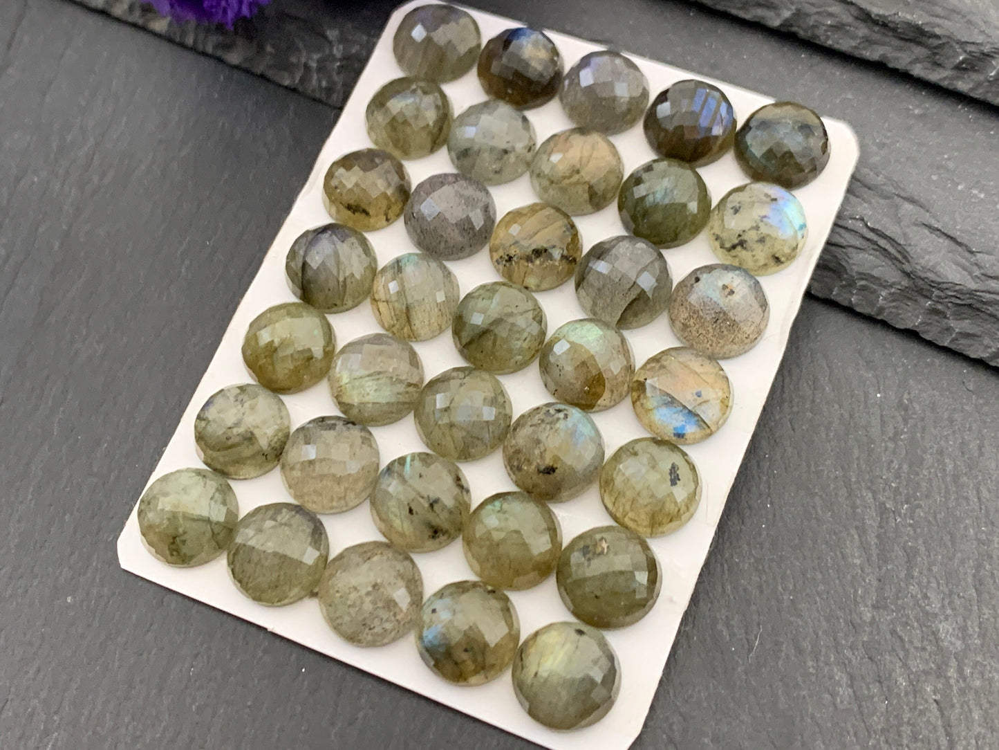 Faceted Labradorite round 10mm cabochon | Calibrated Cabochons | Natural Labradorite