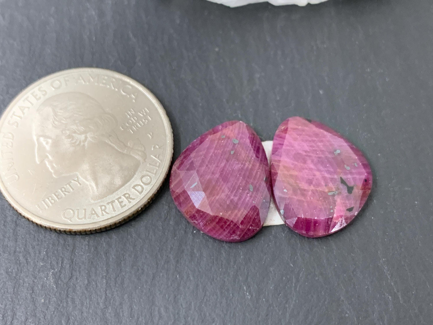 Faceted Ruby pair 13x17x3mm cabochon - free form