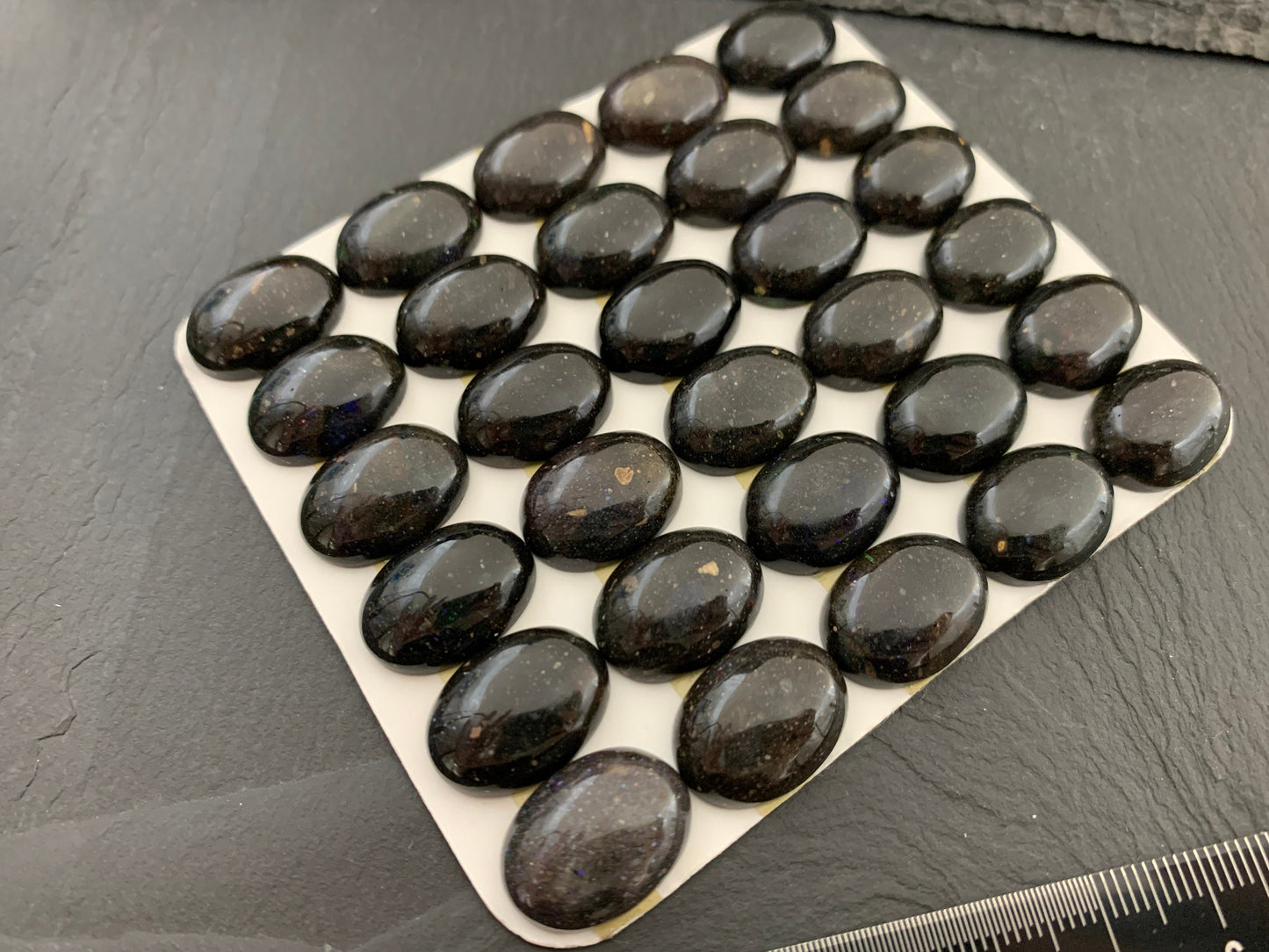 Black Andamooka Opal oval 13x18mm cabochon - Matrix Australian Opal