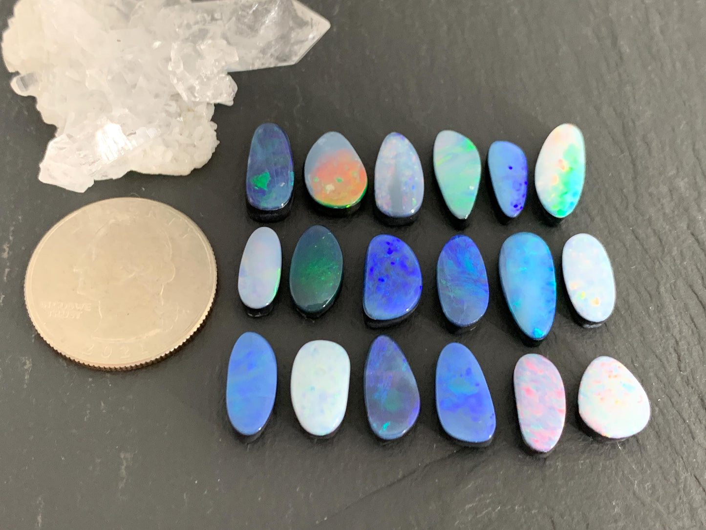 Australian Opal doublet 10-15mm long cabochon